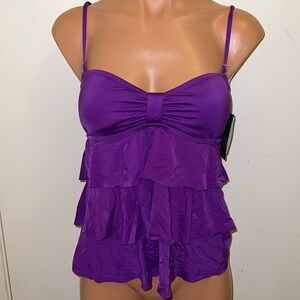 Kenneth Cole Reaction Ruffled Tiered Tankini Swim Top